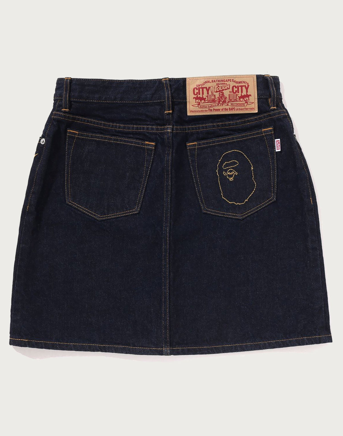 APE HEAD EMBROIDERY 12 OZ DENIM SKIRT LADIES