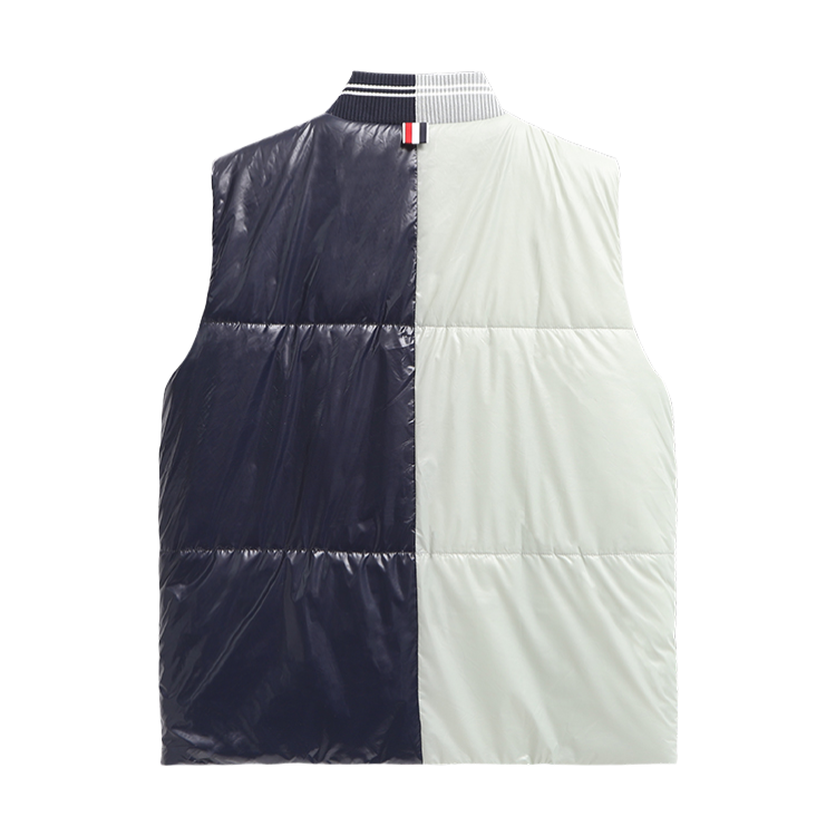 Unisex Shiny Colorblock Baseball Collar Vest | Thom Browne