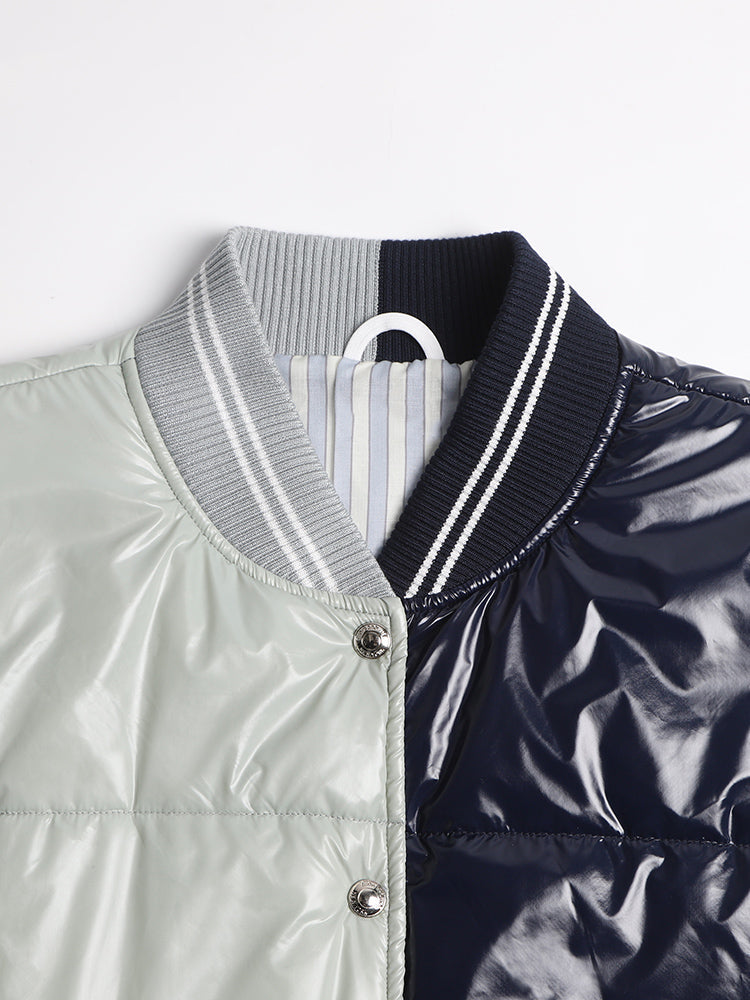 Unisex Shiny Colorblock Baseball Collar Vest | Thom Browne