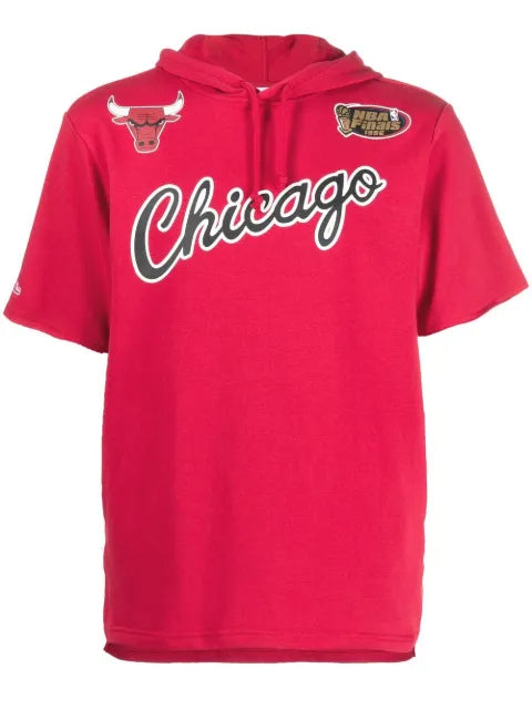 Mitchell & Ness logo-print short-sleeved hoodie