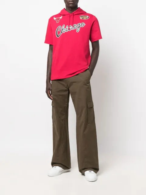 Mitchell & Ness logo-print short-sleeved hoodie