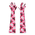 FLOWER PRINT LONG FUJI WHITE/PINK GLOVES & MITTENS