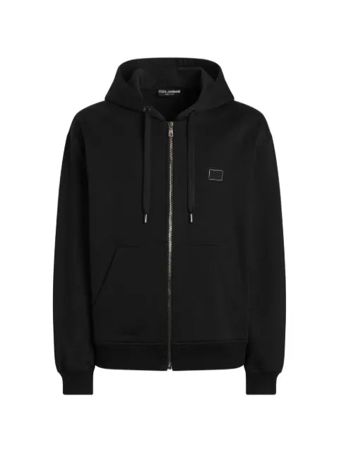 Dolce & Gabbana cotton hooded sweatshirt with logo plate