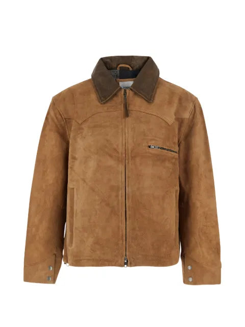 FOUND western-yoke zip-up suede jacket