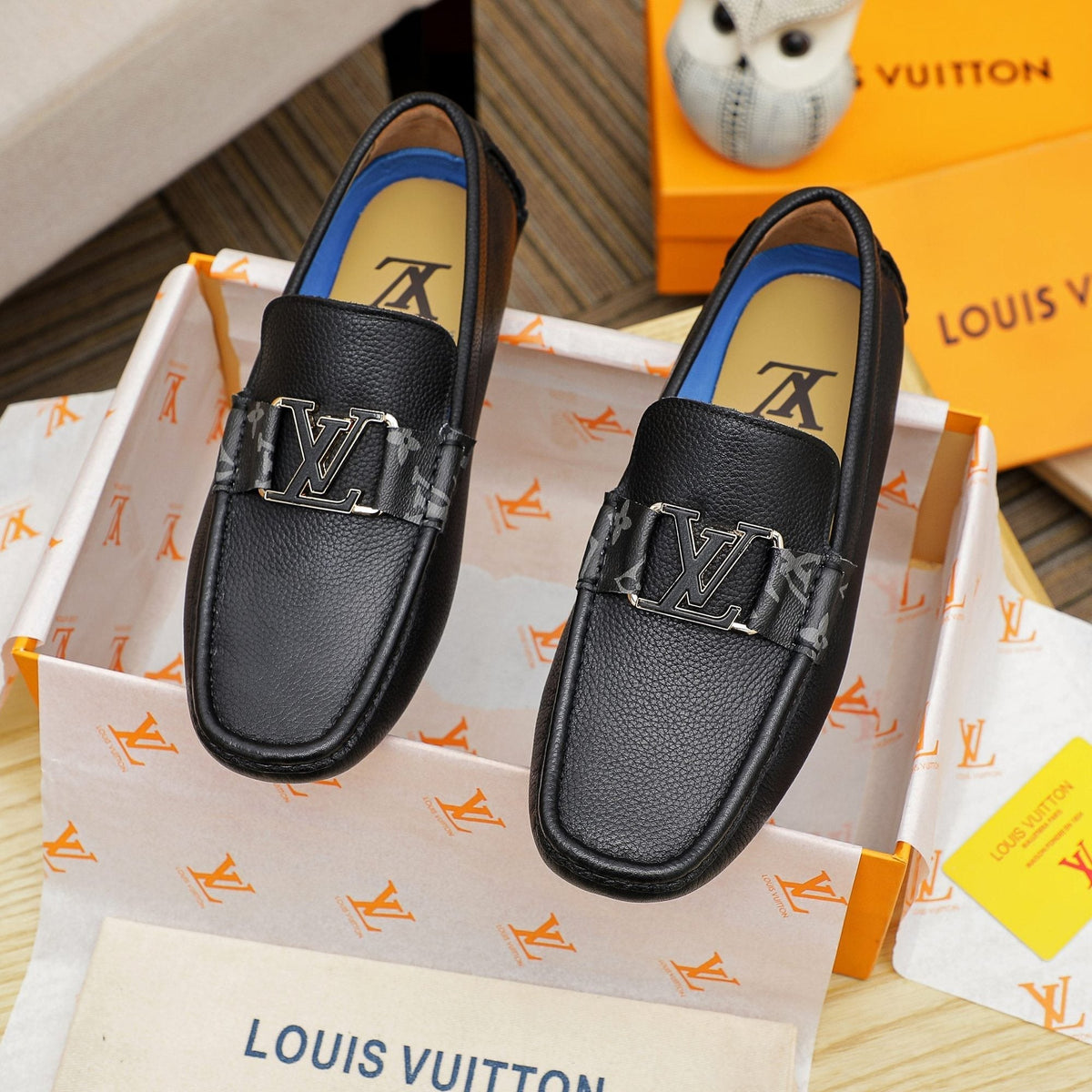 Louis Vuitton Black Logo Driving Loafers
