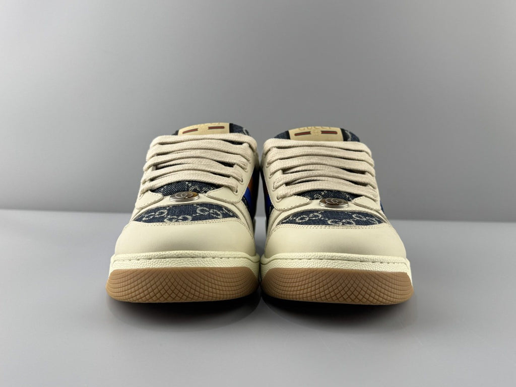 Gucci Cream Stripe Low-Top Sneakers