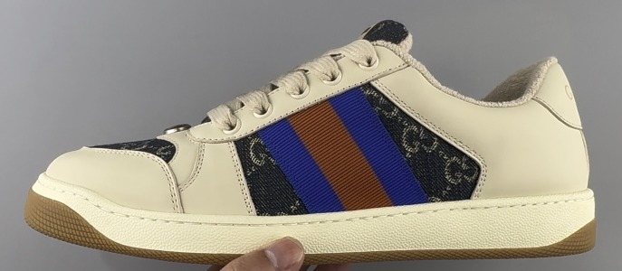 Gucci Cream Stripe Low-Top Sneakers