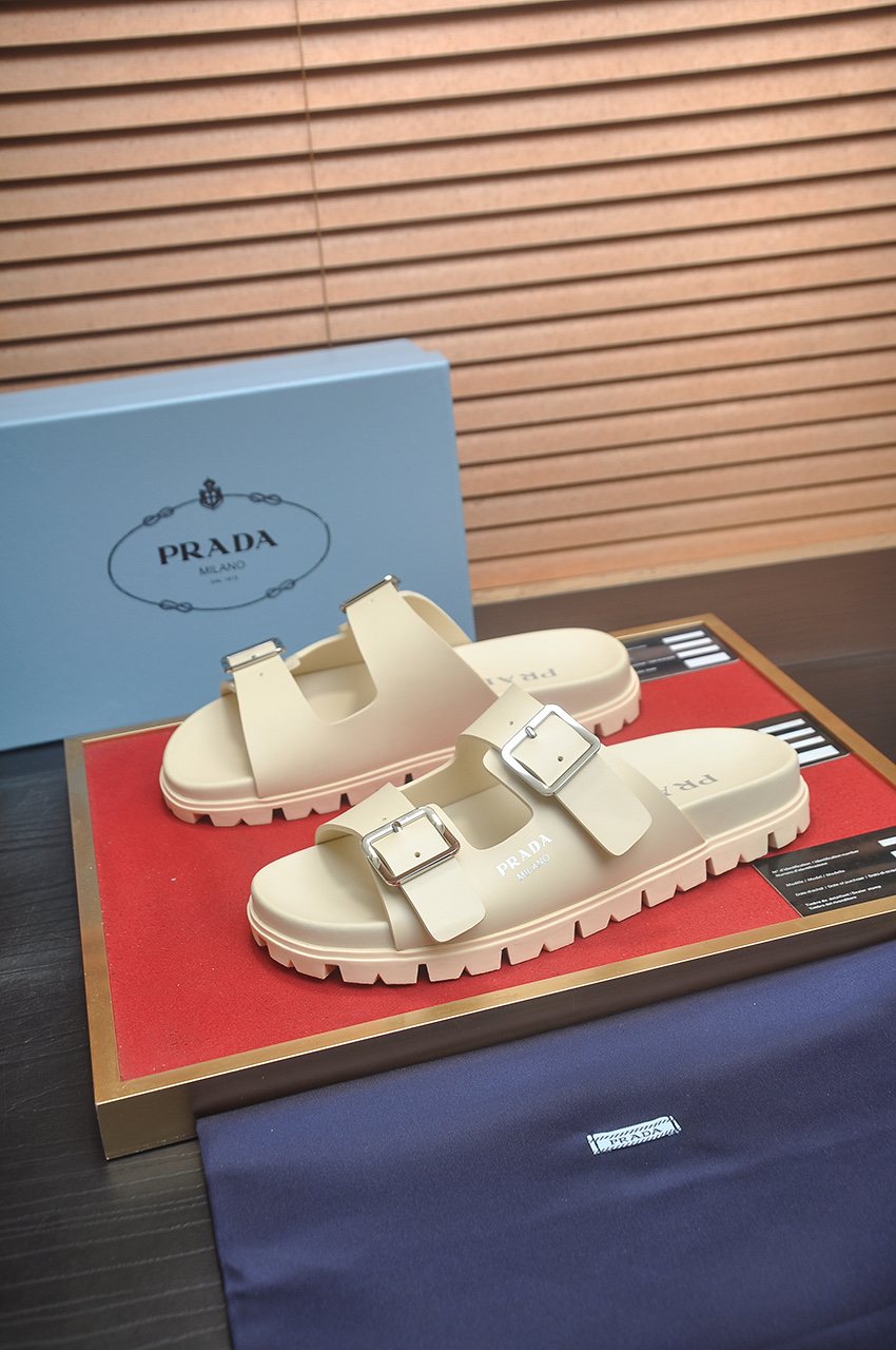 Prada Double-Buckle Slide Sandals