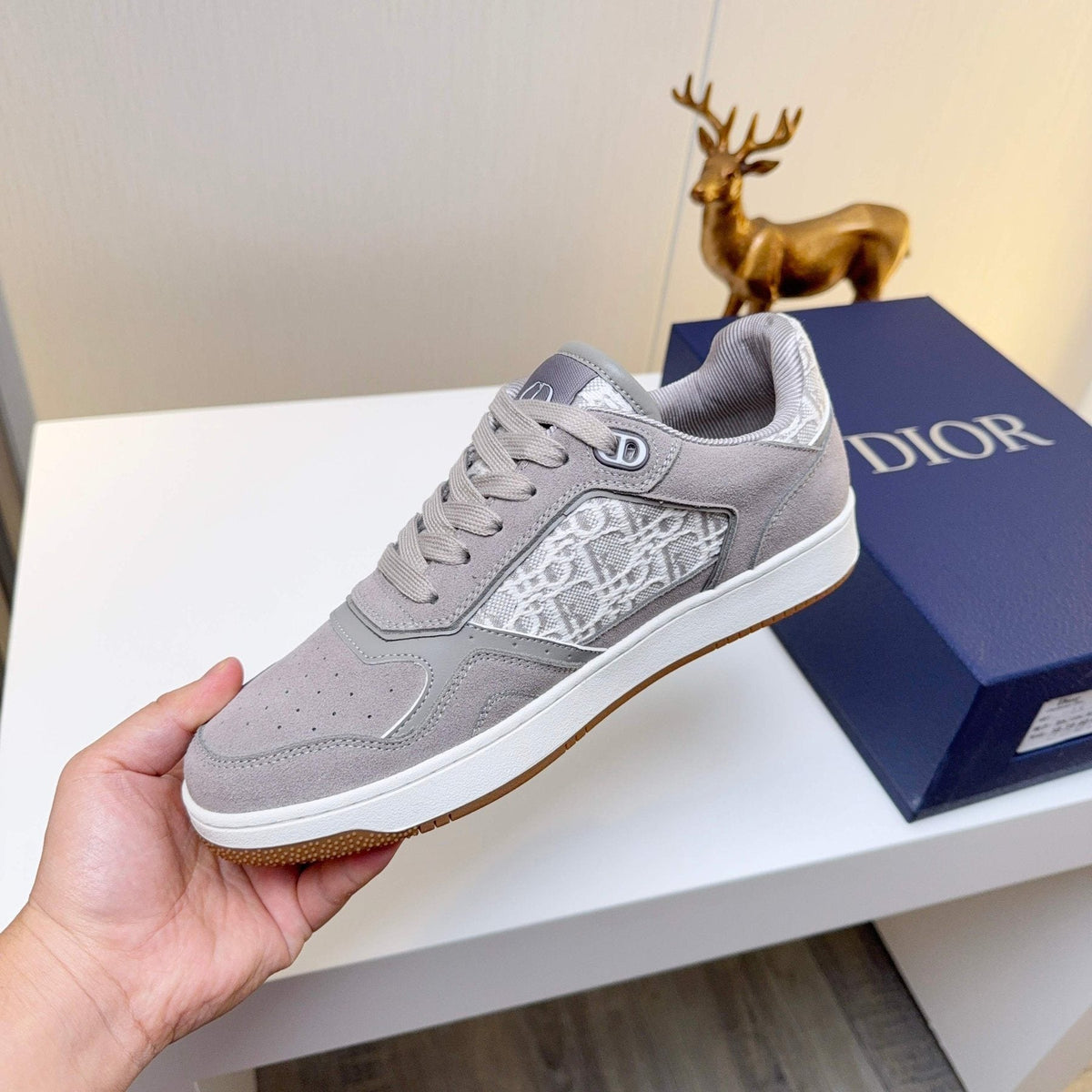 Dior Patterned Panel Low-Top Sneakers - Contrast Trim