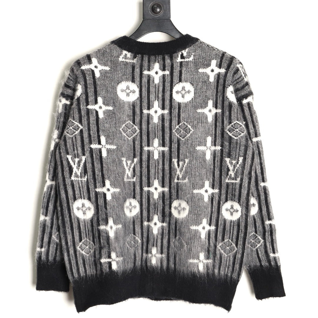 Louis Vuitton Allover Monogram-Style Crewneck Sweater - Charcoal